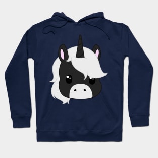 kawaii black and white unicorn Hoodie